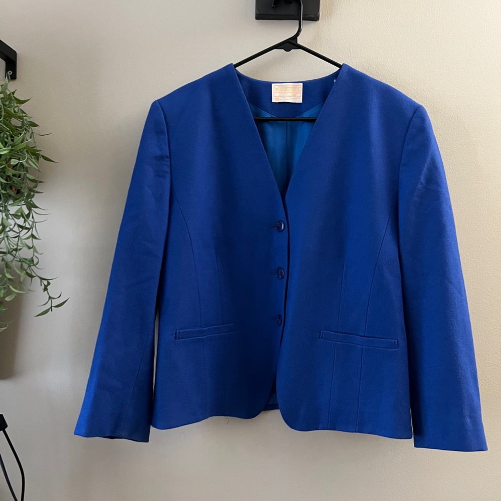 Pendleton Royal Blue Wool Blazer Jacket with Vintage Classic Lined (Size 16)